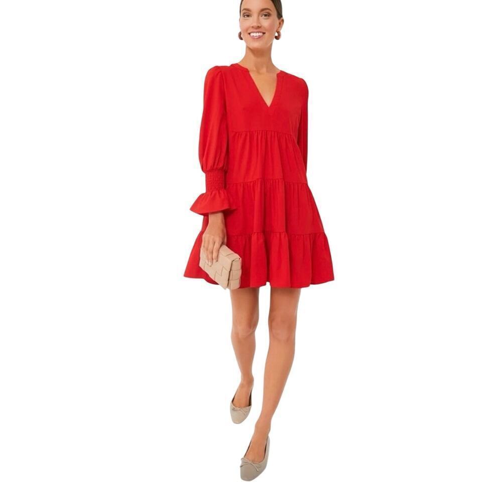TUCKERNUCK  Pomander Place Red Crepe
Kenzo Ruffle long sleeve Dress S Oldmoney